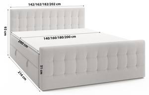 Boxspringbett Aviano Royal Hellgrau - Breite: 182 cm