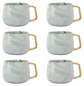 Graue Marmor Tasse Goldhenkel Gold - Grau - Keramik - 11 x 8 x 9 cm