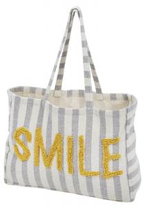 Strandtasche Smile Weiß - Textil - 73 x 49 x 37 cm