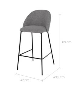 Tabouret de bar Karl (Lot de 2) Gris