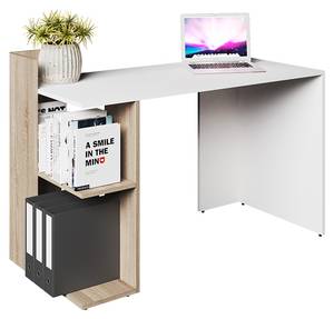 Schreibtisch Theo Weiß/Sonoma Braun - Weiß - Holzwerkstoff - 120 x 84 x 56 cm