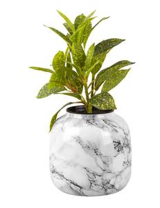 Vase Marble Look Weiß - Metall - 18 x 17 x 18 cm