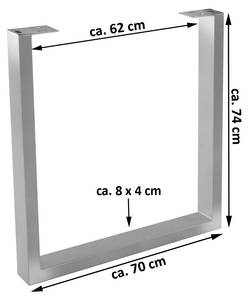 Tischgestell 2er-Set Form Grau - Metall - 10 x 74 x 70 cm