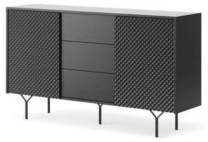 Buffet RAVEN SB144 2D3D Noir - Bois manufacturé - Matière plastique - 144 x 83 x 38 cm