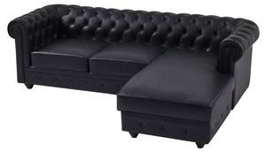 Sofa TOLEDO Schwarz - Echtleder - 163 x 72 x 228 cm