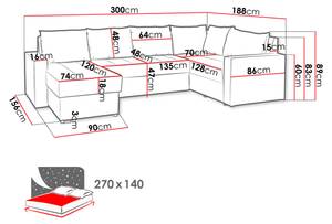 Ecksofa Denver Maxi Graphit - Ecke davorstehend links