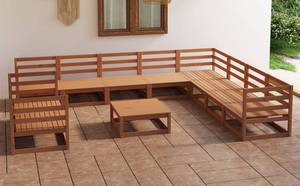 Garten-Lounge-Set (11-teilig) 3009707-1 Braun - Massivholz - Holzart/Dekor - 70 x 30 x 70 cm