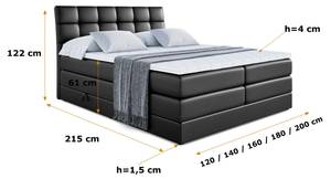 Boxspringbett APO KING Hochglanz Schwarz - Breite: 120 cm