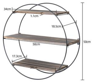 Wandregal rund Hängeregal Braun - Holzwerkstoff - Metall - 18 x 50 x 50 cm