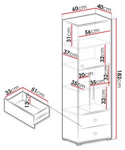 Standregal Step 03 Braun - Holzwerkstoff - 60 x 182 x 40 cm