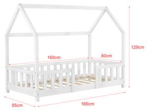 Lit enfant Sisimiut Pin 160 x 80 cm Blanc - 166 x 129 x 85 cm