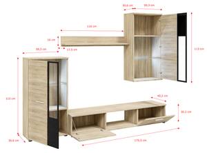 SARAI Wohnwand 240 cm Sonoma mit LED Eiche Sonoma Dekor