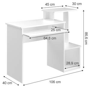 Schreibtisch Karl Weiß Weiß - Holzwerkstoff - 106 x 86 x 40 cm