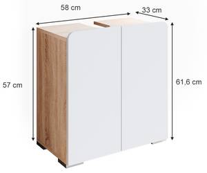 Waschtischunterschrank Elvina Sonoma/W Weiß - Holzwerkstoff - 58 x 61 x 33 cm