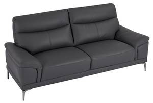 Couchgarnitur ATESSO 2er-Set Grau - Echtleder - 93 x 92 x 207 cm