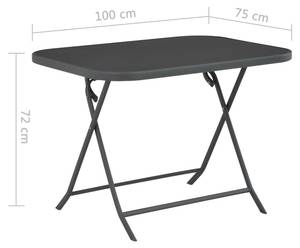 Table de jardin pliable Gris - Verre - Métal - 100 x 72 x 100 cm