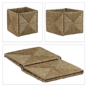 Quadratischer Aufbewahrungskorb Seegras Braun - Metall - Rattan - 30 x 30 x 30 cm