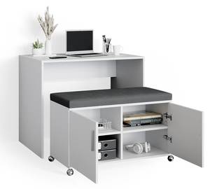 Schreibtisch Flona mit Sitzbank Weiß - Holzwerkstoff - 93 x 76 x 60 cm