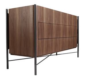 Kommode in Walnuss und Stahl Braun - Holzwerkstoff - 140 x 82 x 52 cm