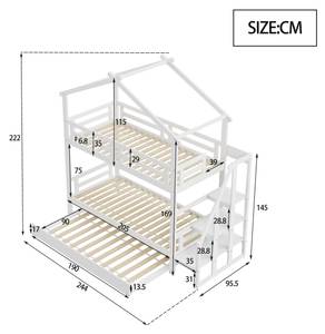 Etagenbett Zoe Weiß - Holzwerkstoff - Massivholz - 95 x 222 x 244 cm