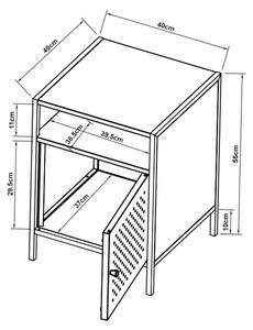 Nachtschrank Janakkala Schwarz - Metall - 40 x 55 x 40 cm