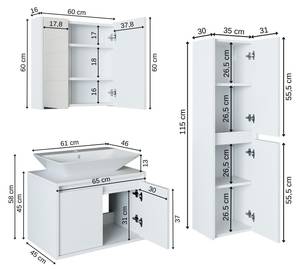 Badmöbel Set ATLANTIC 4-teilig Weiß - 65 x 45 cm