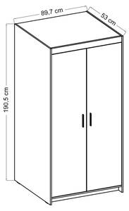 FURNIX Armoire Eliza 2D Imitation chêne foncé - Imitation chêne clair