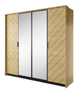 Drehtürenschrank VERSO LED Beige - Weiß - Holzwerkstoff - Kunststoff - 224 x 211 x 60 cm