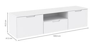 Meuble TV 2 portes 1 tiroir - PURE Blanc - Cuir synthétique - 170 x 43 x 41 cm