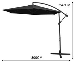 Sonnenschirm mit Sockel - Schwarz Schwarz - Metall - 300 x 30 x 300 cm