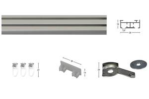 Flächenvorhangschiene Smart 2 lfg. Grau - Breite: 590 cm