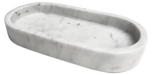 Marmortablett weiss oval groß Weiß - Stein - 15 x 4 x 33 cm