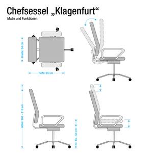 Chefsessel Klagenfurt Kunstleder Schwarz/Webstoff Grau