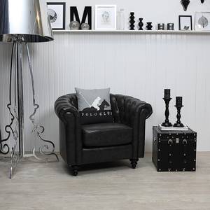 Chesterfield fauteuil Charly zwart kunstleer