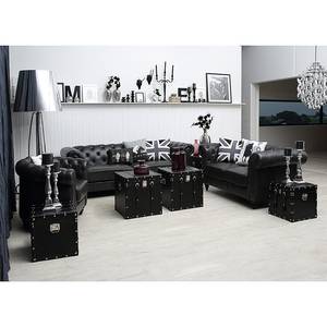 Chesterfield fauteuil Charly zwart kunstleer