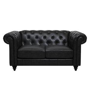 Chesterfieldsofa Charly (2-Sitzer) Kunstleder Antik-schwarz