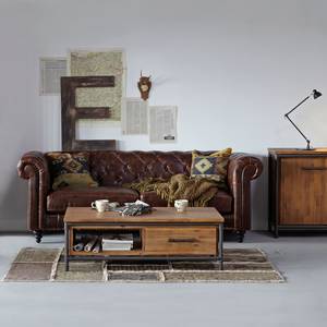 Canapé Chesterfield Charly (3 places) Cuir Bycast marron