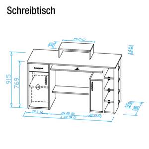 Computerschreibtisch Malio Eiche Sonoma Dekor / Weiß