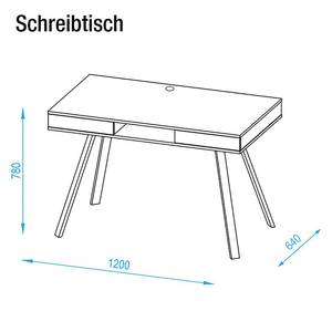 Bureau pour ordinateur Tala Imitation chêne truffier brut de sciage / Blanc brillant