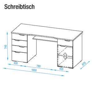 Bureau Scarlett Sonoma eikenhouten look/hoogglans grijs - Sonoma eikenhoutkleurig/grijs