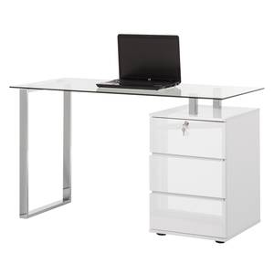 Bureau pour ordinateur Sima Blanc brillant / Chrome