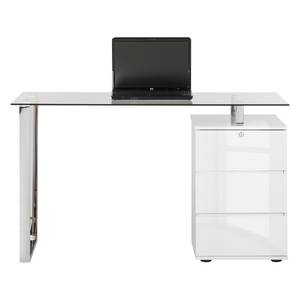 Bureau pour ordinateur Sima Blanc brillant / Chrome