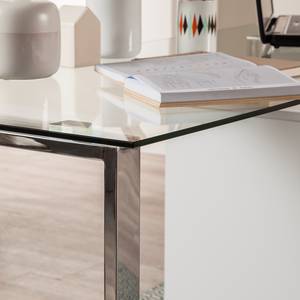 Bureau pour ordinateur Sima Blanc brillant / Chrome