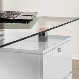 Bureau pour ordinateur Sima Blanc brillant / Chrome