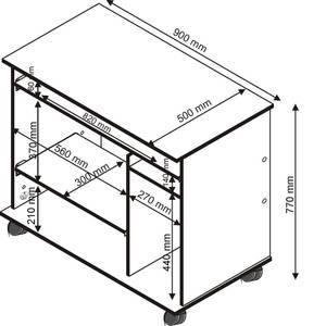 Bureau à roulettes Zelma Avec tablette coulissante pour clavier - Imitation duramen de hêtre