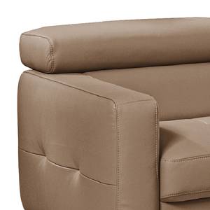 Divano panoramico Samu Con funzione letto. Similpelle Color nocciola Longchair preimpostata a destra