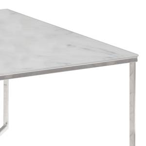 Table basse Katori II Verre / Métal - Imitation marbre blanc / Chrome