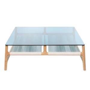 Tavolino da salotto Fleek Vetro / Quercia massello - Quercia / Blu