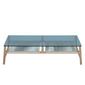 Table basse Fleek Verre / Chêne massif - Chêne clair / Bleu