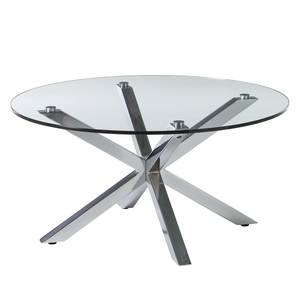 Couchtisch Lagarde Glas / Stahl - Silber - Durchmesser: 82 cm